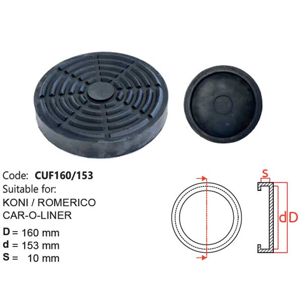 Tampone a cuffia - CUF160/153 - Per sollevatori modello: KONI, ROMERICO e CAR-O-LINER Tampone a cuffia - CUF160/153 - Per sollevatori modello: KONI, ROMERICO e CAR-O-LINER